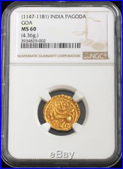 1181, India, Kadambas of Goa, Sivachitta. Gold Lion Pagoda Coin. NGC MS-60