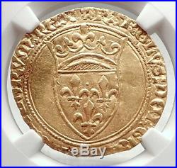 1380AD FRANCE Antique Medieval Gold French Coin of King CHARLES VI NGC i72723