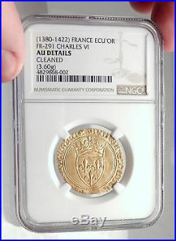 1380AD FRANCE Antique Medieval Gold French Coin of King CHARLES VI NGC i72723