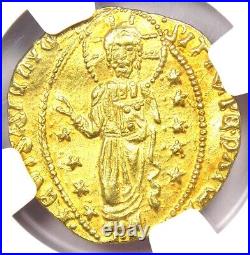 1382-1400 Greece Chios Gold Venice Imitation Ducat Coin 1D Certified NGC AU58