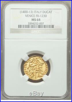 1400-13 Italian States Gold Ducat Venice Michael Steno NGC MS 64 NEAR GEM DUCAT
