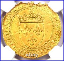 1461-83 France Gold Louis XI Ecu D'Or Gold Coin NGC Uncirculated Detail UNC MS