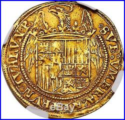 1474-1504 NGC AU55 GOLD COIN Spain 2 Escudo Ferdinand & Isabella 1 Excelente