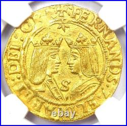 1476-1516 Spain Gold Ferdinand V & Isabel I 2 Excelentes Coin 2E NGC UNC (MS)