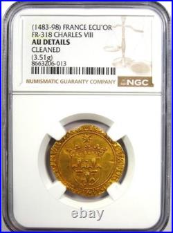 1483-98 France Gold Charles VIII Ecu d'Or FR-318 Certified NGC AU Details