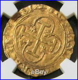 1516 -1556 Seville Gold Spain 1 Escudo Cob Carlos & Johanna Ngc Mint State 61