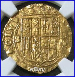 1516 -1556 Seville Gold Spain 1 Escudo Cob Carlos & Johanna Ngc Mint State 61