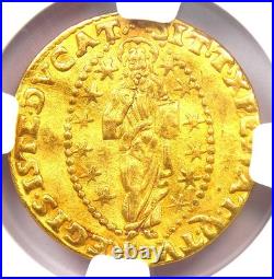 1554-56 Italy Venice Gold Zecchino 1Z Christ Venier Certified NGC AU Details