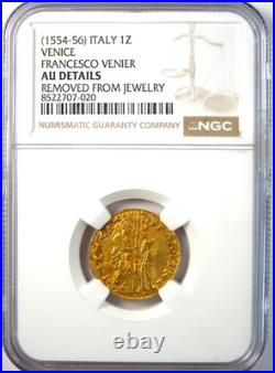 1554-56 Italy Venice Gold Zecchino 1Z Christ Venier Certified NGC AU Details