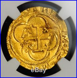 1555, Charles & Joanna of Spain. Gold Escudo Coin. Seville mint! NGC MS-62