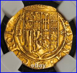 1555, Charles & Joanna of Spain. Scarce Gold Escudo Coin. Seville! NGC MS-62