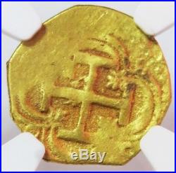 1556 -1598 S B Gold Spain Escudo Felipe II Cob Seville Mint Ngc Uncirculated