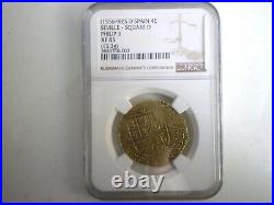 1556-98 Spain Sevilla Philip II 4 Escudos Spanish 4e Cob Gold Coin