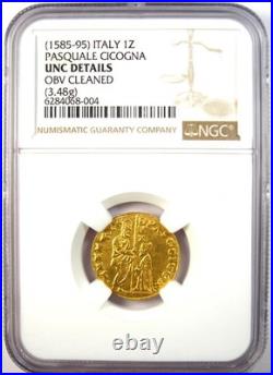 1585-1595 Italy Venice Cicogna Gold Zecchino 1Z Christ Coin NGC UNC MS Details