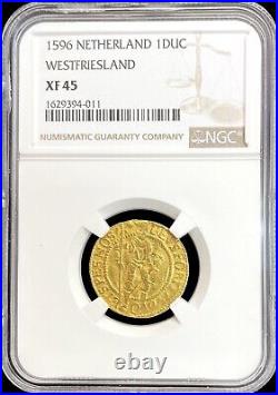 1596 Gold Netherlands West Friesland Provincial Ducat Coin Ngc Extremely Fine 45