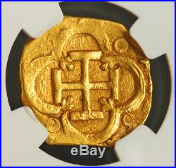 1621, Spain, Philip III. Beautiful Certified 2 Escudos Gold Cob Coin. NGC AU-53
