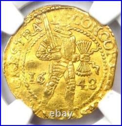 1648 Netherlands Utrecht Gold Provincial Ducat Coin 1D Certified NGC AU50