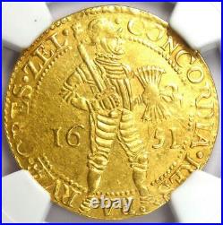 1651 Netherlands Zeeland Gold Provincial 2 Ducat Coin (2D) Certified NGC AU55