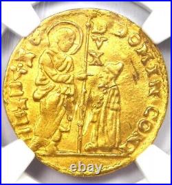 1659-1675 Italy Venice Contarini Gold Zecchino Ducat Christ Coin NGC AU Detail