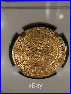 1699 Brazil Gold 4000 Reis Jose I NGC Extremely Rare Shipwreck Treasure 8.16 Gr