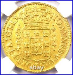 1725 Brazil Gold Joao V 4000 Reis Coin 4000R Certified NGC AU58 Rare