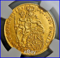 1730, Bavaria, Charles VII Albert. Beautiful Gold ½ Carolin Coin. NGC AU-53