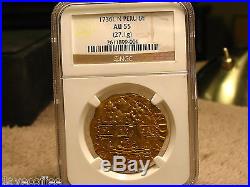 1736l Gold 8 Escudos-very Rare Ngc Certified Au55-free Shipping