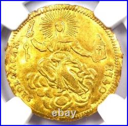 1740 Italy Papal States Gold Sede Vacante Zecchino Coin 1Z NGC AU Details
