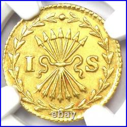 1751 Netherlands Utrecht Gold Stuiver Coin 1S NGC Uncirculated Detail (MS UNC)