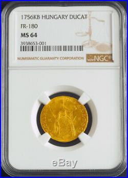 1756, Kingdom of Hungary, Maria Theresa. Gold Ducat Coin. Kremnitz! NGC MS-64