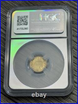 1757-M (JB) Spain 1/2, Gold Coin NGC MS62, Halo, Vault Box, Series X