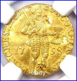 1758 Netherlands Utrecht Gold Ducat Coin (1D) NGC Certified Clipped