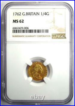 1762 Britain UK George III Gold 1/4 Guinea Coin 1/4G Certified MS62 (BU UNC)
