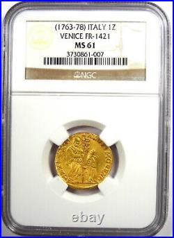 1763-78 Italy Venice Mocenigo Gold Christ Zecchino 1Z Ducat NGC MS61 (BU UNC)