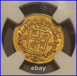 1776M PJ Spain 1/2 Escudo Gold Coin NGC AU Details, Revolution era KEY DATE