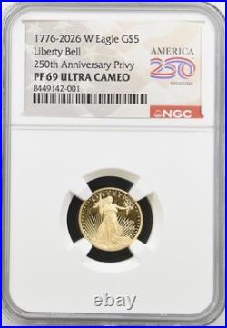 1776-2026 W Proof $5 American Gold Eagle 1/10 oz NGC PF69 Ultra Cameo AG1