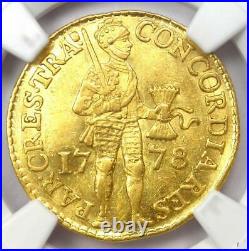 1778 Netherlands Utrecht Gold Ducat Coin (1D) Certified NGC AU Details Rare