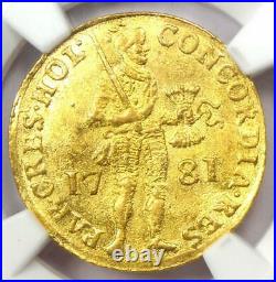 1781 Netherlands Holland Gold Ducat Coin (1D) Certified NGC MS61 (BU UNC)