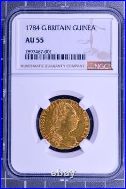1784 Great Britain Gold Guinea George III NGC AU55 Historic UK Gold Coin