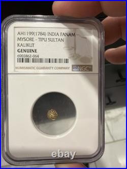 1784 Tipu Sultan Mysore Gold Fanam Kalikut NGC Genuine India Coin