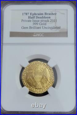 1787 GOLD Ephraim Brasher Half Doubloon. 999 NGC GEM BU