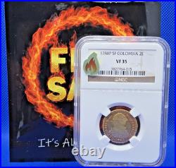1788P Charles III Gold Colombia 2 Escudos Rare Coin Certified? NCG VF35