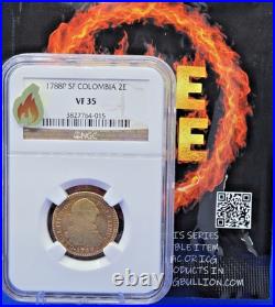 1788P Charles III Gold Colombia 2 Escudos Rare Coin Certified? NCG VF35