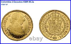 1788P Charles III Gold Colombia 2 Escudos Rare Coin Certified? NCG VF35