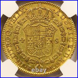 1788-M M Spain Gold 4 Escudos Charles III NGC AU53
