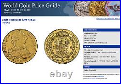 1788 Spain 8 Escudos NGC AU 58 Gold Coin Rare Pirate Treasure Charles III