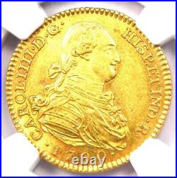 1790 Spain Charles IV 2 Escudos Gold Coin 2E Certified NGC MS61 (BU UNC)
