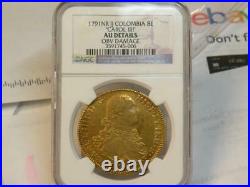 1791 Nr Jj Columbia 8 Escudos Carol III Gold Coin Au Details Ngc