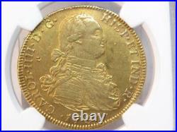1791 Nr Jj Columbia 8 Escudos Carol III Gold Coin Au Details Ngc