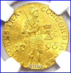 1796 Netherlands Utrecht Gold Provincial Ducat Coin 1D Certified NGC AU55
